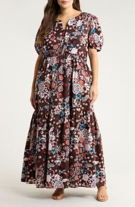 SUGARLIPS SUGARLIPS Journee Floral Print Puff Sleeve Maxi Dress