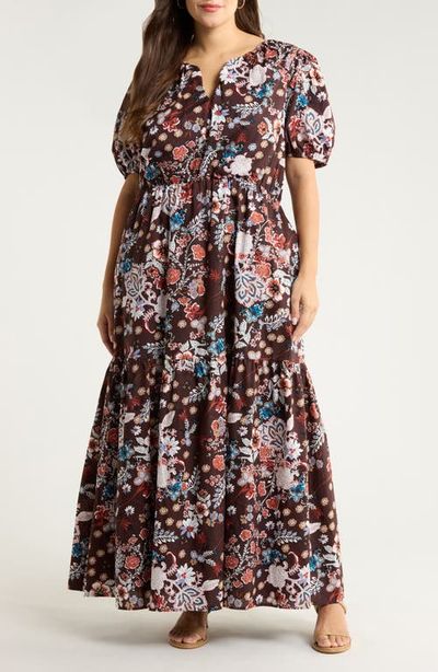 SUGARLIPS SUGARLIPS Journee Floral Print Puff Sleeve Maxi Dress