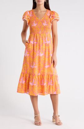 SUGARLIPS SUGARLIPS Kaidy Tropical Print Midi Dress