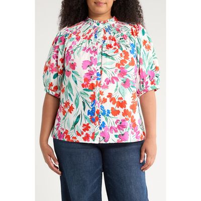 SUGARLIPS SUGARLIPS Kivia Smocked Floral Print Top