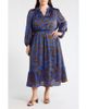 SUGARLIPS SUGARLIPS Krista Abrstract Fabiola Long Sleeve Satin Midi Dress - 1
