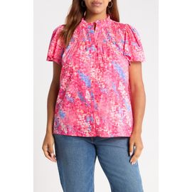 SUGARLIPS SUGARLIPS Leah Abstract Print Romy Mock Neck Cotton Top