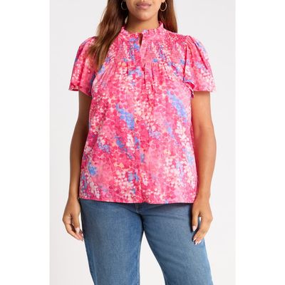 SUGARLIPS SUGARLIPS Leah Abstract Print Romy Mock Neck Cotton Top