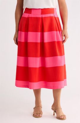 SUGARLIPS SUGARLIPS Lolli Stripe Pleated Midi Skirt