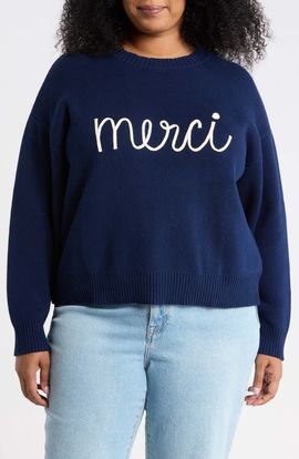 SUGARLIPS SUGARLIPS Merci Drop Shoulder Crewneck Sweater