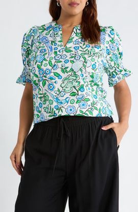 SUGARLIPS SUGARLIPS Merryn Floral Split Neck Cotton Top