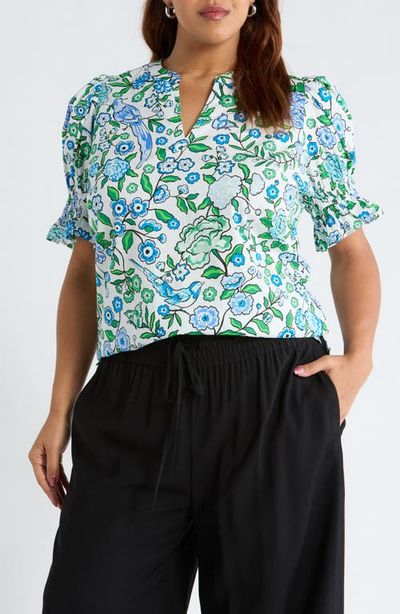 SUGARLIPS SUGARLIPS Merryn Floral Split Neck Cotton Top