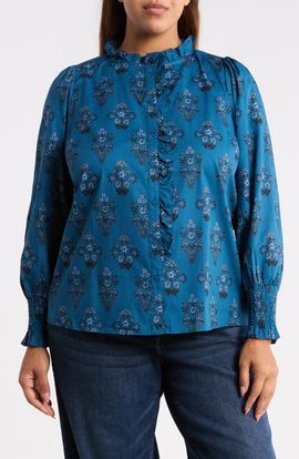 SUGARLIPS SUGARLIPS Minny Placed Floral Cotton Button-Up Shirt