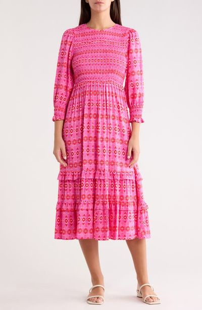 SUGARLIPS SUGARLIPS Mirany Ikat Ludlow Smocked Midi Dress