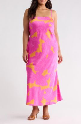 SUGARLIPS SUGARLIPS Morgany Floral Stretch Satin Maxi Dress
