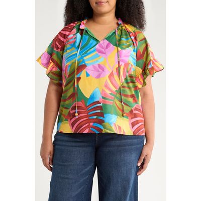SUGARLIPS SUGARLIPS Novi Tropical Print Cotton Top