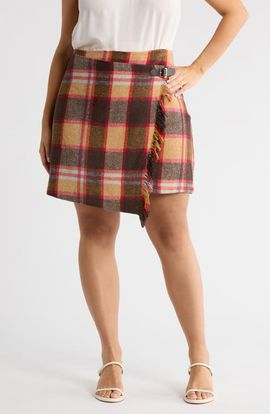 SUGARLIPS SUGARLIPS Plaid Faux Wrap Miniskirt