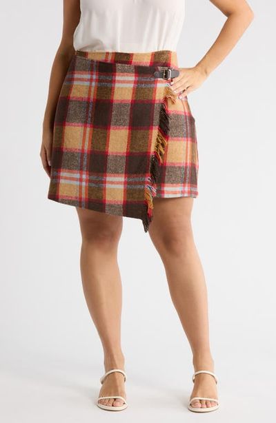 SUGARLIPS SUGARLIPS Plaid Faux Wrap Miniskirt