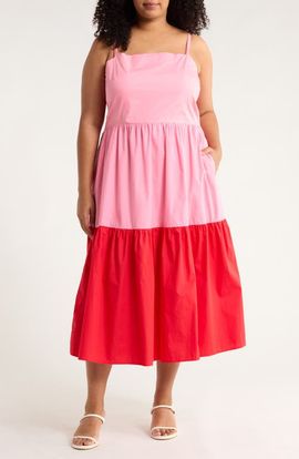 SUGARLIPS SUGARLIPS Rebekah Colorblock Cotton Midi Dress