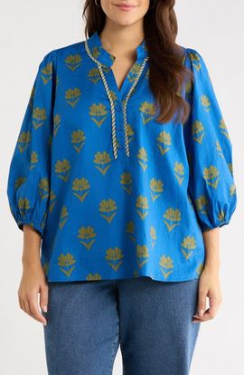 SUGARLIPS SUGARLIPS Robin Floral Print Split Neck Blouse