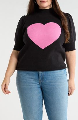 SUGARLIPS SUGARLIPS Russel Heart Puff Sleeve Sweater