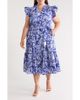 SUGARLIPS SUGARLIPS Sita Viry Floral Ruffle Sleeve Tiered Midi Dress - 1