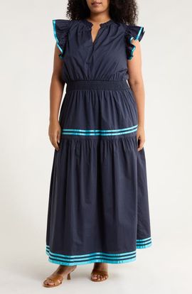 SUGARLIPS SUGARLIPS Solene Ruffle Cotton Maxi Dress