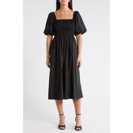 SUGARLIPS SUGARLIPS Sonia Bubble Sleeve Smocked Midi Dress