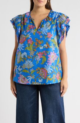 SUGARLIPS SUGARLIPS Sunlit Floral Print Ruffle Top