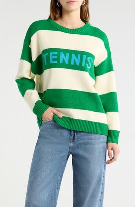 SUGARLIPS SUGARLIPS Tennis Stripe Relaxed Fit Cotton Sweater