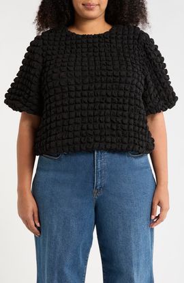 SUGARLIPS SUGARLIPS Texture Puff Sleeve Crop Top