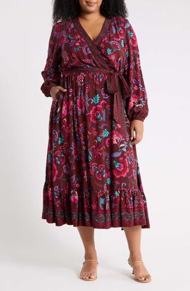 SUGARLIPS SUGARLIPS Tory Paisley Mindie Wrap Midi Dress