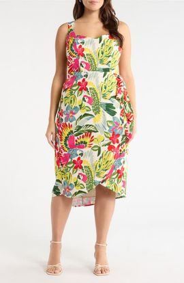 SUGARLIPS SUGARLIPS Wissa Tropical Beli Faux Wrap Midi Dress