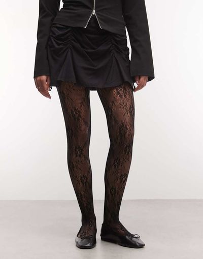 Sui Ava 20D Lace Tights In Black
