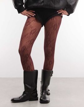Sui Ava Sui Ava 20D lace tights in burgundy-RED