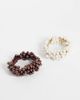 Sui Ava Sui Ava 2 pack classic faux pearl hair tie in brown and white-Multi - 1