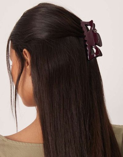 Sui Ava Sui Ava bow pierced large hair claw clip in burgundy-Red