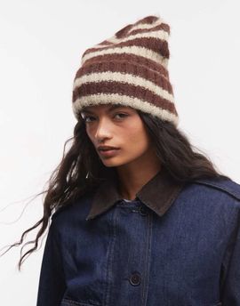 Sui Ava Sui Ava Clara beanie in brown stripe