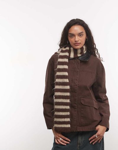 Sui Ava Sui Ava Clara slim scarf in brown stripes