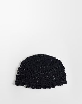 Sui Ava Sui Ava crochet flower hat in black