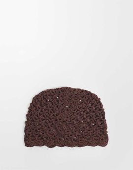 Sui Ava Sui Ava crochet sequined hat in chocolate brown