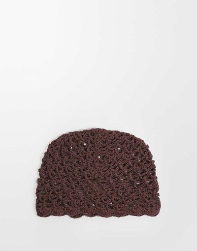 Sui Ava Sui Ava crochet sequined hat in chocolate brown