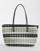 Sui Ava Sui Ava Kaya woven big tote bag in brown and green stripe-Multi - 1
