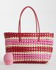 Sui Ava Sui Ava Kaya woven big tote bag in red and pink stripe - 2