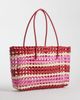 Sui Ava Sui Ava Kaya woven big tote bag in red and pink stripe - 3