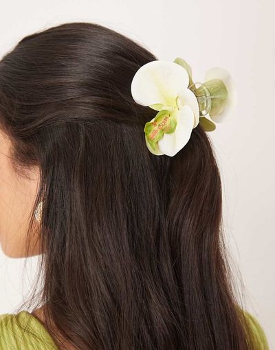 Sui Ava Sui Ava orchid flower hair clip in yellow