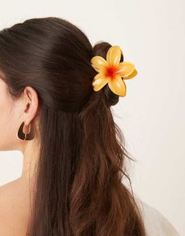 Sui Ava Sui Ava Plumeria flower large hair clip in yellow