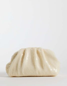 Sui Ava Sui Ava sequin clutch bag in cream-White