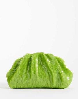 Sui Ava Sui Ava sequin clutch bag in lime green