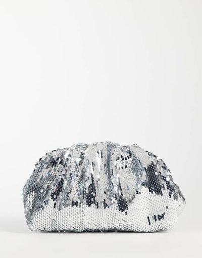 Sui Ava Sui Ava sequin clutch bag in silver