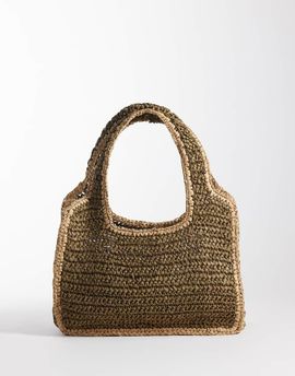 Sui Ava Sui Ava waffle cloud straw shoulder bag in brown