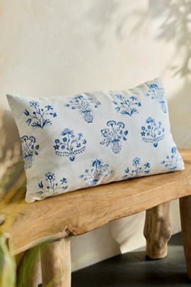 Sunbrella Floral Vase Outdoor Lumbar Pillow
