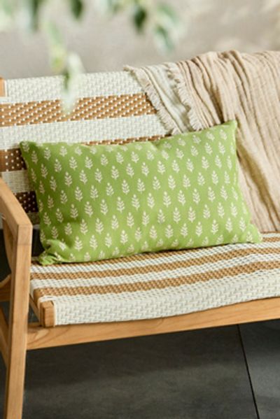 Sunbrella Green Ditsy Outdoor Lumbar Pillow