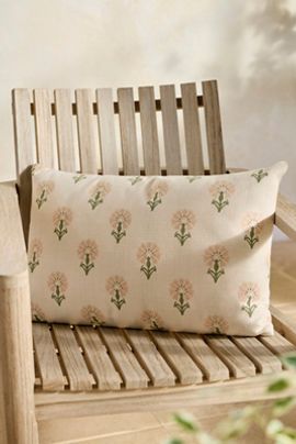 Sunbrella Peach Floral Outdoor Lumbar Pillow