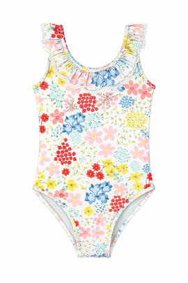 Sunburnt Sunburnt Girl Floral Ruffle Lace Trim Swimsuit